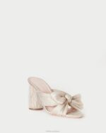 femmes Loeffler Randall platine talon à nœud plissé chaussures 8HL810