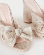 femmes Loeffler Randall platine talon à nœud plissé chaussures 8HL810 - Image 3