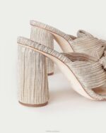 femmes Loeffler Randall platine talon à nœud plissé chaussures 8HL810 - Image 4