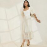 femmes Loeffler Randall rayure crème robe addison à manches bouffantes vêtements 8HL8172