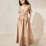 femmes Loeffler Randall rayure marron bicolore robe Yael à corsage froncé vêtements 8HL8190