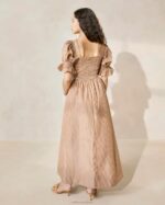 femmes Loeffler Randall rayure marron bicolore robe Yael à corsage froncé vêtements 8HL8190 - Image 3