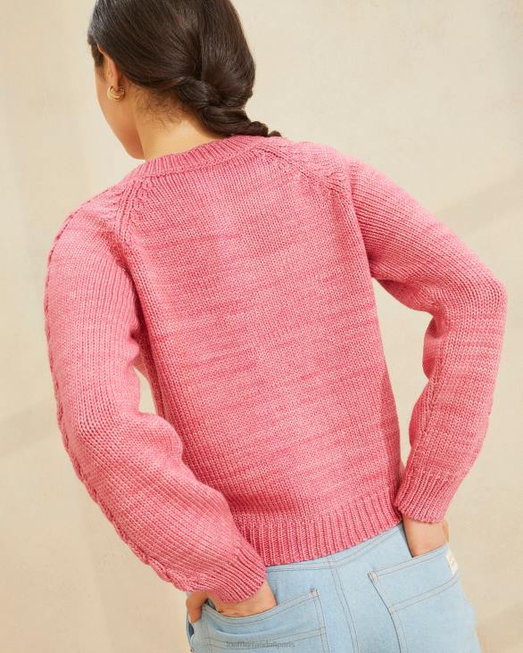 femmes Loeffler Randall rose cardigan à manches torsadées Lindy vêtements 8HL8255 - Image 2
