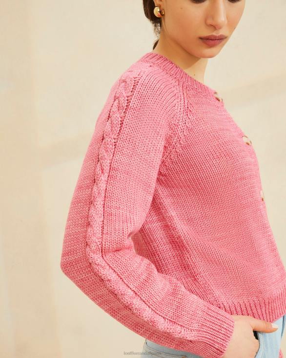 femmes Loeffler Randall rose cardigan à manches torsadées Lindy vêtements 8HL8255 - Image 3
