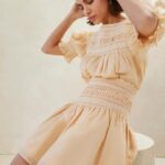 femmes Loeffler Randall sable/écru jupe smockée gilles vêtements 8HL8238
