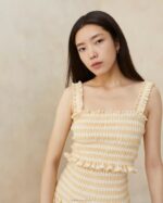femmes Loeffler Randall vichy beige caraco smocké Fiona vêtements 8HL8252 - Image 2