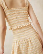 femmes Loeffler Randall vichy beige caraco smocké Fiona vêtements 8HL8252 - Image 3