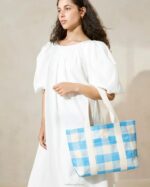 femmes Loeffler Randall vichy bleu cabas moyen bennett Sacs 8HL8319 - Image 5