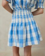 femmes Loeffler Randall vichy bleu jupe smockée gilles vêtements 8HL8220 - Image 3