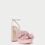 femmes Loeffler Randall vichy rose tendre talon à nœud natalia chaussures 8HL882