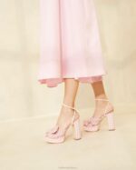 femmes Loeffler Randall vichy rose tendre talon à nœud natalia chaussures 8HL882 - Image 5