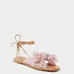 femmes Loeffler Randall vichy rose tendre toboggan à nœud pivoine chaussures 8HL8131